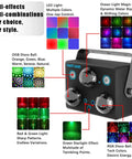 RGB Sound Activated Disco Light With Remote Control, LED Strobe Stage Lights showing multi-pattern projector effects