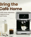 CraftBrew Digital Espresso Maker With 15 Bar Pump And Steam Wand For Latte And Cappuccino on kitchen counter