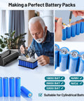Portable Spot Welder With Farad Capacitor Energy Storage welding blue nickel strips on battery pack by bearded man indoors