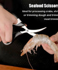 Three Pack Kitchen Scissors Set With Two Large Multi Purpose Scissors And One Curved Seafood Scissors For Chopping Meat Poultry Veggies And Seafood Heavy Duty Sharp Durable Kitchen Shears You Can Count On curved seafood scissors cutting shrimp