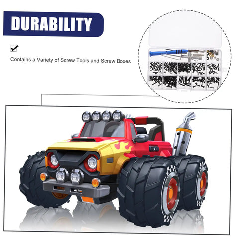 All In One Pro Grade RC Car Screw Tool Kit With Nuts Bolts Fasteners Gasket Repair Tools In A Durable Accessory Box and toy RC truck
