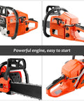 Beast 62cc Gas Chainsaw With 20 Inch Bar For Heavy Wood Cutting And Tree Trimming On The Farm showing powerful engine design