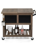 80 Qt Rolling Patio Cooler With Bottle Opener And Shelf For Backyard Hangouts And Gatherings, Standing Ice Chest With Blackboard In Taupe Brown