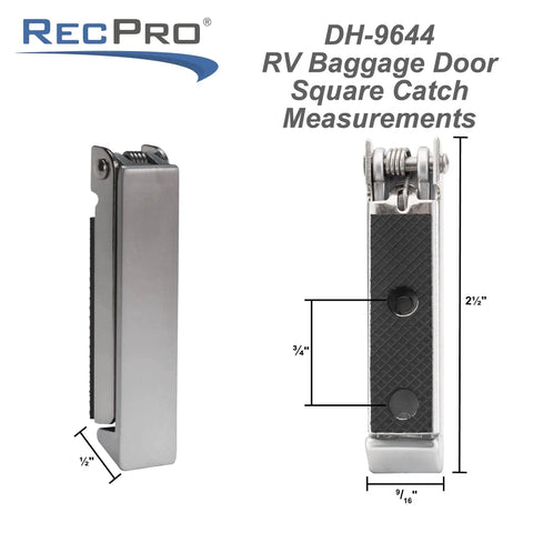 Stainless Steel RV Baggage Door Catch Latch Square 2 Pack With Rubber Base Pad Road Ready Exterior Door Lock dimensions