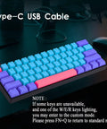 Top Shelf Slick 60 Percent Wired Mechanical Gaming Keyboard For PC Featuring Hot Swappable Linear Optical Switches And Lightning Fast Trigger Speeds With Built Different Ergonomics For Serious Desk Setup Vibes, with colorful keycaps and Type-C USB cable.