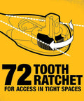 Illustration of 72 tooth ratchet mechanism showing movement for Impact Socket Set Three Eighths Inch Drive, 42 Piece, SAE And MM Sizes.