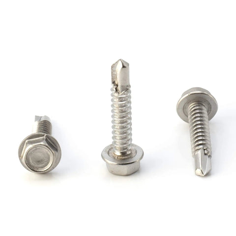 Heavy Duty Hex Head Self Drilling Screws Number 14 By 1 1/4 Inch 410 Stainless Steel Hex Washer Head Fasteners Tough As Nails For Sheet Metal Drywall And Plastic 100 Piece Pack