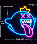 Totally Lit Ghost Neon Sign LED Light With Dimmable Switch Colorful Rainbow Glow, USB Powered, Easy Mount, Displayed Dimensions