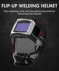 Flip Up 180 Degree Panorama Welding Helmet With True Color View Solar Powered Auto Darkening Hood side view