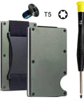 Never Sweat A Rattling Wallet Again Grab These Anti Loosening Ridge Wallet Screws And T5 Torx Driver 14 Piece M2x3mm Metal Kit, featuring T5 driver and wallet.