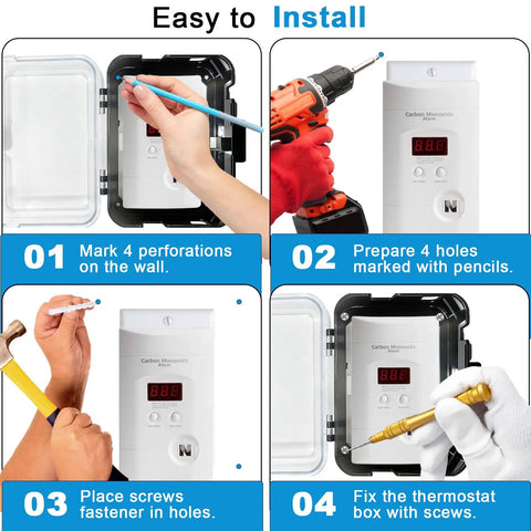 Step-by-step guide to install Carbon Monoxide Detector Lock Box With 2 Keys, Protective Enclosure For CO Alarm And Natural Gas Leak Detector.