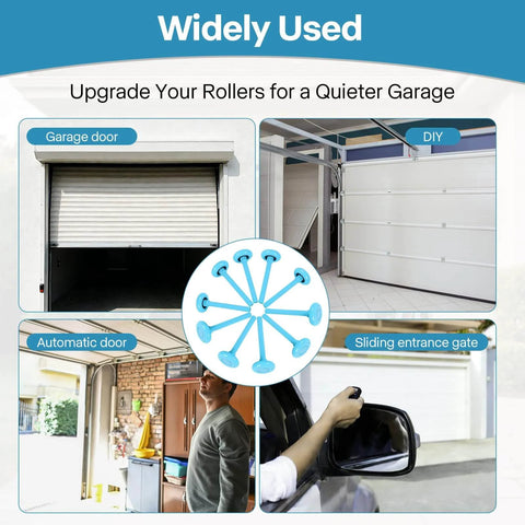 Whisper Quiet Nylon Garage Door Rollers 10 Pack With Nylon Coated Stem 2 Inch Wheel And 4 Inch Stem in various door applications