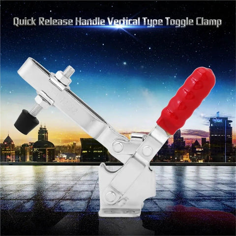 Beefy 500 Lb Vertical Toggle Clamp Featuring Quick Release Action For Heavy Metalworking Jigs And Custom Workholding Projects built with alloy steel.