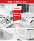 Advanced Silicone Caulk Sealant For Kitchen And Bath Waterproof Bonding 5.3 Oz White tube with usage examples