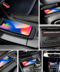 Hella Fast 15W Wireless Car Charging Pad For Chevrolet Blazer EV 2023 Through 2025 on vehicle center console with phone.