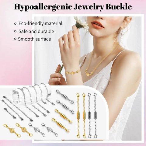 Magnetic Jewelry Clasps And Extenders Set In Gold And Silver 24 Piece Layering Clasp Kit For Necklaces Bracelets Anklets