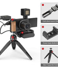 L-Shape Bracket Wooden Grip With Cold Shoe For Sony ZV1 Digital Camera on mini tripod with accessories