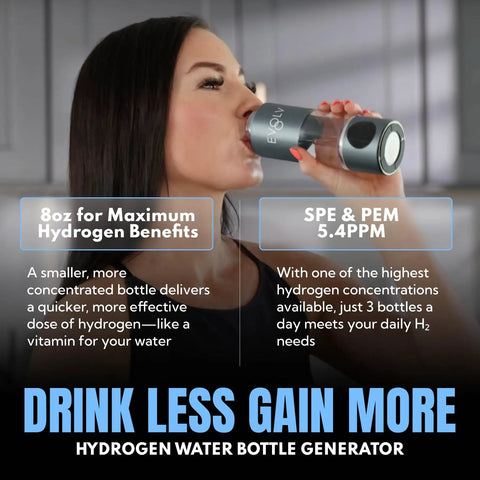 Woman using Hydrogen Water Bottle Generator With SPE PEM Tech Delivers 5.4 PPM Hydrogen, 8oz Portable Water Ionizer
