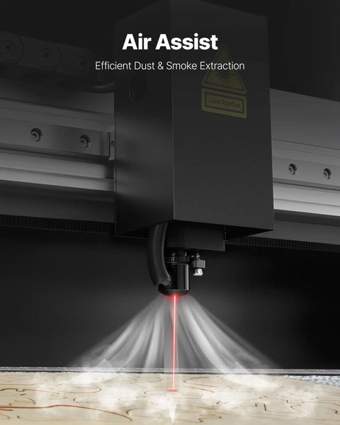 Air assist feature of 55W CO2 Laser Engraver And Cutter With 20x12 Inch Working Area Desktop Machine for efficient dust extraction