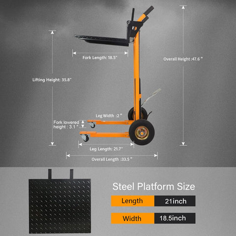 Rock Solid Hydraulic Pallet Jack Stacker With 440 Lb Heavy Load Capacity Smooth Rolling Warehouse Dolly For Boxes Tools Zero Stress Loading Workhorse Built Tough Daily Grind