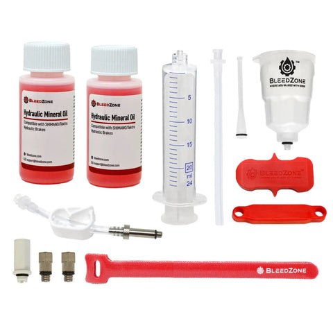 All In One Hydraulic Brake Bleed Kit With Mineral Oil For Shimano And Tektro Brakes, includes syringe, adapters, mineral oil bottles