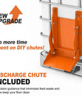 Solid Gear Sliding Grain Gate With Heavy Duty Discharge Chute For IBC Tote 9x9 showing orange discharge chute mounted on a tote.