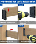Installation steps for All In One Deck Railing Brackets Kit For 2x4 Wood Posts 1.5 In By 3.5 In Rails Includes 20 Brackets And 124 Screws