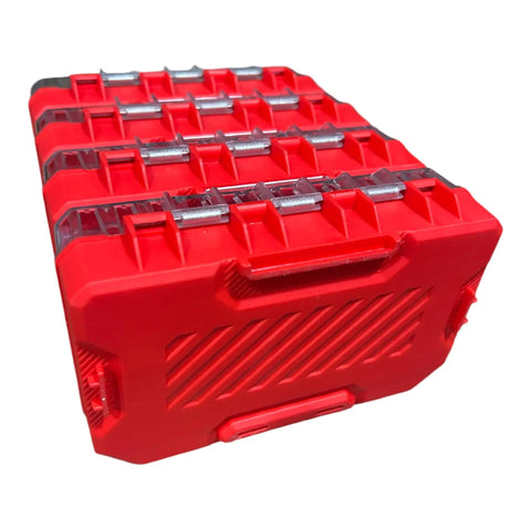 Top Shelf Hassle Free Compact Stackable Storage Cases 4 Pack Versastack Compatible Plastic Tool Organizer Nifty Small Parts Bins Lightweight Portable Container For Shop Gear And Quick Fixes