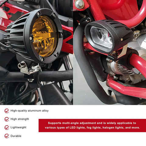 Close-up of 2 Pack Aluminum Light Bar Mounts For Motorcycles And ATVs Fits 0.75 Inch 1 Inch And 1.25 Inch Bars Universal Roof Rack Roll Cage Clamp Bracket With Stable Mounting For LED Light Bars