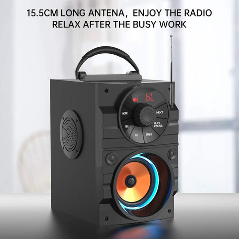 Massive Portable Bluetooth Speaker With Subwoofer And Light Show Wireless Stereo Four Point Two FM Radio LED Lights Equalizer