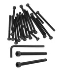 Heavy Duty M5 X 60mm Hex Socket Head Cap Screws With Hex Key Wrench Black Oxide Carbon Steel Fasteners For Auto Restoration And Workshop Builds Rock Solid Hold 20 Piece Set in black oxide finish.