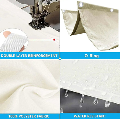 Retractable Wave Sun Shade Sail 4x10 Foot Waterproof Pergola Cover Made From Durable Polyester Sunscreen with double-layer reinforcement and O-ring.