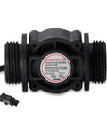 Water Flow Hall Effect Sensor Switch And Flow Meter 1-60 L/min, 5-18V DC, Square Pulse Output, Waterproof, black body