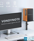 Set Of Two Dope Desktop Monitor Stands With Wall Mount Option Clamp Speaker Stands beside computer on desk setup