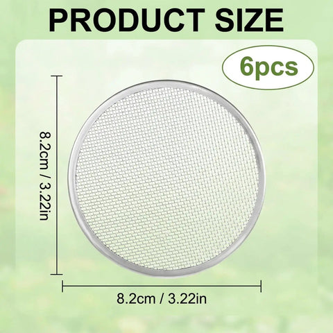 6 Pack Killer Sprouting Lids 304 Stainless Steel Fine Mesh Strainer Fits Wide Mouth Mason Jars, size 8.2cm for sprouting seeds.