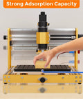Sweet Precision No Sweat CNC Vacuum Table Workholding Heavy Duty Fixture For 3018 Pro Mini Milling Machine Zero Mark Platform with wood block being placed.