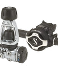Mk17 Evo 2 Int S620 Ti Scuba Regulator System for diving, showing first stage sealed diaphragm and second stage in black and silver.