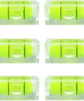 6Pcs Small Bubble Level 10x10x29mm Mini Square Spirit Level Picture with vibrant yellow liquid in acrylic construction.