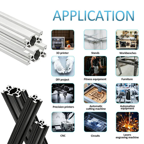 Applications of 4 Pieces V Slot 2020 European Standard Aluminum Extrusion Profile 400mm Black Anodized Linear Rail in CNC DIY projects