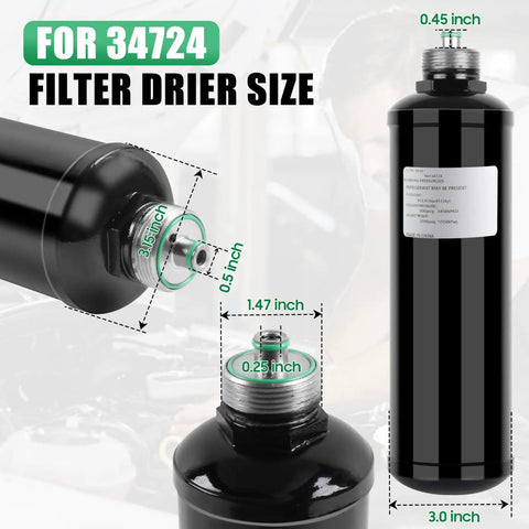 AC Recycling Filter Drier Spin On Filter Replacement For 34724 And Compatible With Refrigerant Recovery Machines OEM Style