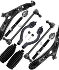 10Pc Front End Suspension Kit For 2014 2019 Kia Soul And 2015 2019 Soul EV Includes Front Lower Control Arms With Ball Joints Sway Bar End Links Outer And Inner Tie Rod Ends, black steel parts