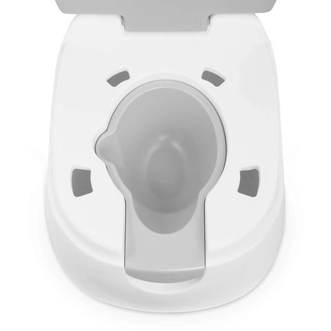 The Real Deal Toddler Potty Training Chair 3-In-1 Potty Seat With Step Stool Plus Arm And Hammer Deodorizing Disc Gray removable bowl from above.