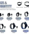 Black Stainless Steel Worm Gear Hose Clamp Set Adjustable 6 To 38mm Assortment for Plumbing Auto and Mechanical Projects