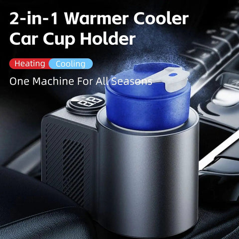 2 In 1 Smart Car Cup Warmer And Portable Cooler 12V Universal Heated Drink Holder With Digital Temp Display in vehicle console