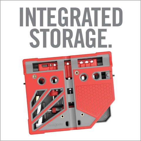 Master Bench Block Pro Kit with integrated storage, red non-marring armorers block for precise assembly and easy pin driving.