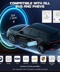 Image showing compatibility of Level 2 EV Charger 32A 7.4 kW Portable With 25 Foot Cable ETL Certified SAE J1772 240 Volt NEMA 14 50 Adjustable Current with various car brands.