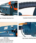 Tight welding adjustable part and insulated antiskid handle of Ready To Roll Cordless Automatic Strapping Machine.