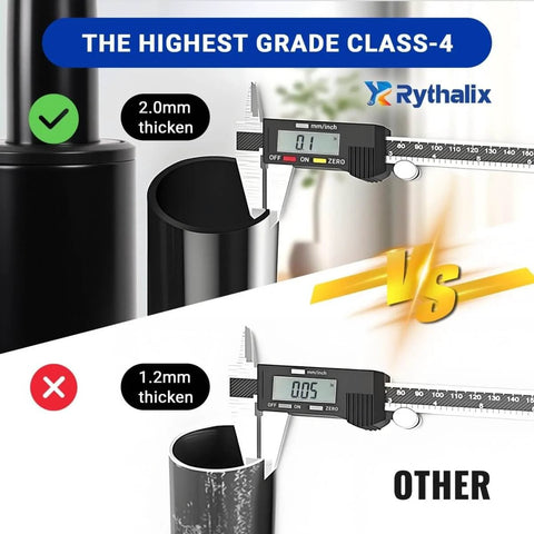 Close-up comparison of 2.4 Inch Short Gas Lift Cylinder For Office Chairs, 2.0mm thick, heavy duty vs 1.2mm competition.