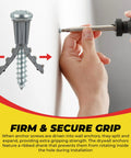 Drywall Anchors And Screws Kit With Drill Bit For Hanging Frames Shelves And Mirrors, 100 Anchors And 100 Screws, Plastic Ribbed Wall Anchors Installed