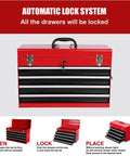 Badass 4 Drawer Tool Chest 21 Inch Steel Portable Toolbox with automatic lock system and hand carry grip.